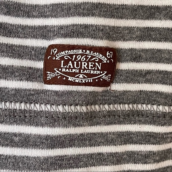 Lauren Ralph Lauren Long Sleeve Stripe Top with Brown Suede Elbow Patches size L - Picture 6 of 10